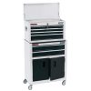 Draper Tools Combined Roller Cabinet And Tool Chest, 6 Drawer, 24", White Combined Cabinets And Chests