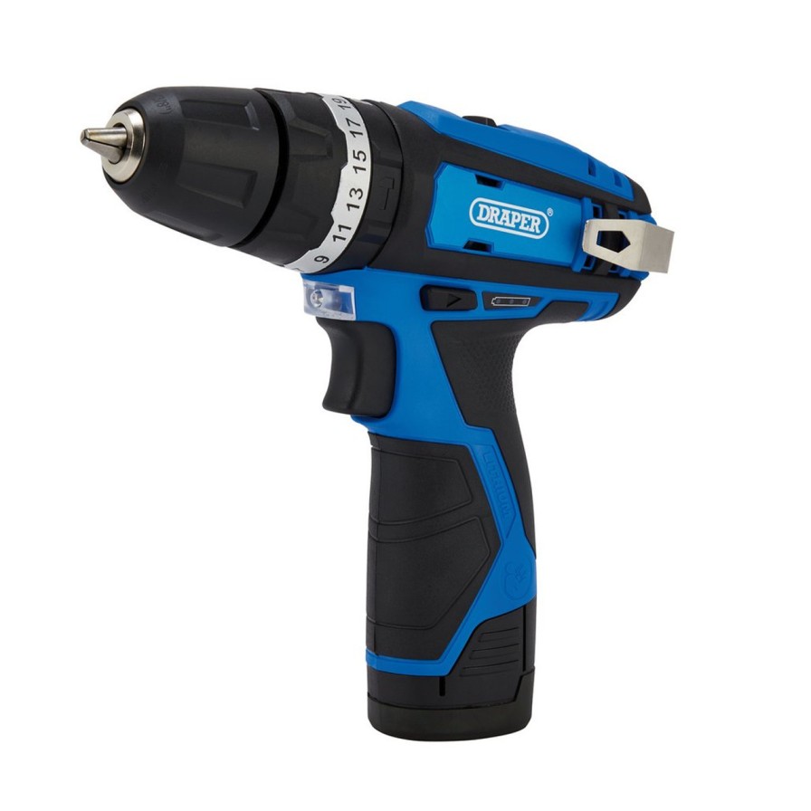 Draper Tools 12V Combi Drill & Impact Driver, 2 X 1.5Ah Batteries, 1 X Fast Charger Drills