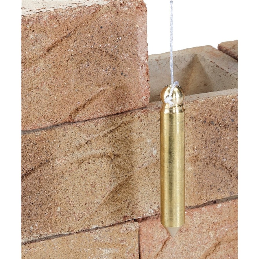 Draper Tools Solid Brass Plumb Bob With Nylon Line, 100G, 5M Brick Lines And Pins