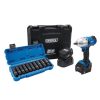 Draper Tools D20 20V Brushless Mid-Torque Impact Wrench Kit, 1/2" Sq. Dr, 400Nm, & Metric Deep Impact Socket Set (10 Piece) Impact Wrenches