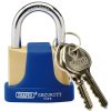 Draper Tools Solid Brass Padlock And 2 Keys With Hardened Steel Shackle And Bumper, 42Mm Brass Padlocks