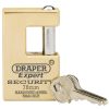 Draper Tools Draper Expert Close Shackle Solid Brass Padlock With Hardened Steel Shackle, 2 Keys, 76Mm Brass Padlocks