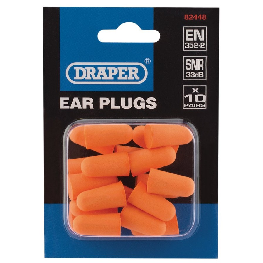 Draper Tools Ear Plugs (Pack Of 10 Pairs) Ear Protection