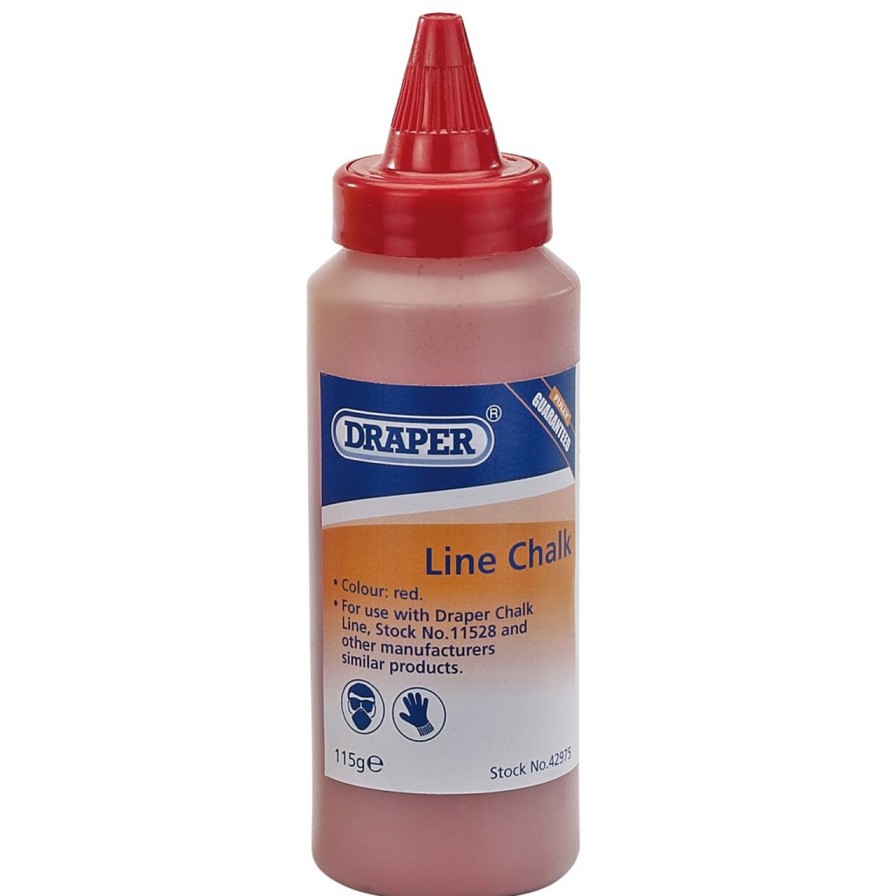 Draper Tools Plastic Bottle Of Red Chalk For Chalk Line, 115G Brick And Chalk Lines