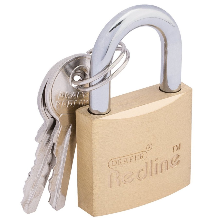 Draper Tools Draper Redline Brass Cylinder Padlock, 30Mm Brass Padlocks