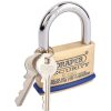 Draper Tools Solid Brass Padlock And 2 Keys With Mushroom Pin Tumblers Hardened Steel Shackle And Bumper, 60Mm Brass Padlocks