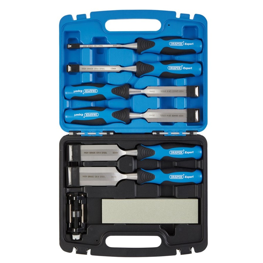 Draper Tools Draper Expert Soft Grip Wood Chisel Kit, 140Mm (8 Piece) Chisel Sets