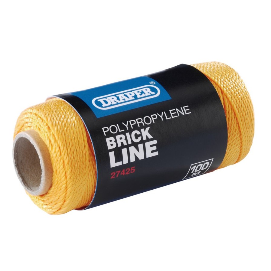 Draper Tools Polypropylene Brick Line, 100M, Orange Brick And Chalk Lines