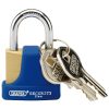 Draper Tools Solid Brass Padlock And 2 Keys With Hardened Steel Shackle And Bumper, 32Mm Brass Padlocks