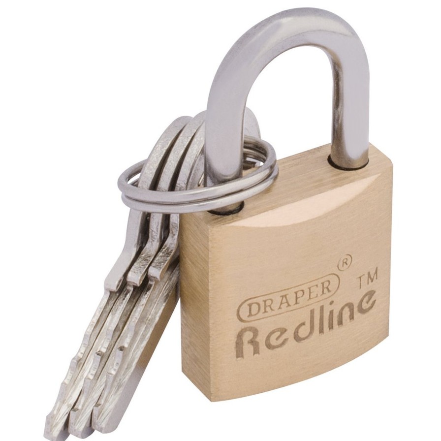 Draper Tools Draper Redline Brass Cylinder Padlock, 20Mm Brass Padlocks