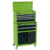 Draper Tools Combined Roller Cabinet And Tool Chest, 6 Drawer, 24", Green Combined Cabinets And Chests