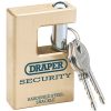 Draper Tools Draper Expert Close Shackle Solid Brass Padlock With Hardened Steel Shackle, 2 Keys, 63Mm Close Shackle Padlocks